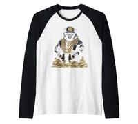 Hip Hop Bear Rapper with Chains and Money Bags Camiseta Manga Raglan
