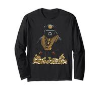 Hip Hop Bear Rapper with Chains and Money Bags Manga Larga