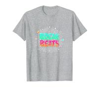 Hip Hop Break Beats Retro Graffiti Style Musical Art Camiseta, Hombre, Gris Jaspeado, M