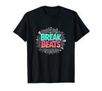Hip Hop Break Beats Retro Graffiti Style Musical Art Camiseta, Hombre, Negro, M