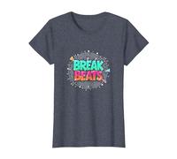 Hip Hop Break Beats Retro Graffiti Style Musical Art Camiseta, Mujer, Azul Jaspeado, XXL