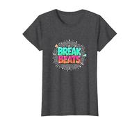 Hip Hop Break Beats Retro Graffiti Style Musical Art Camiseta, Mujer, Jaspeado Oscuro, M
