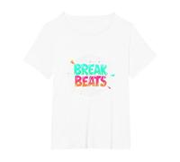 Hip Hop Break Beats Retro Graffiti Style Musical Art Camiseta, Mujer Tallas Grandes, Blanco, 1XL Grande