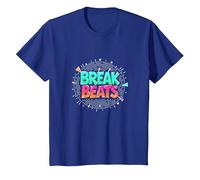Hip Hop Break Beats Retro Graffiti Style Musical Art Camiseta, Niños, Azul Real, 8 años