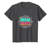 Hip Hop Break Beats Retro Graffiti Style Musical Art Camiseta, Niños, Jaspeado Oscuro, 8 años