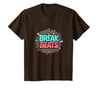 Hip Hop Break Beats Retro Graffiti Style Musical Art Camiseta, Niños, Marrón, 6 años