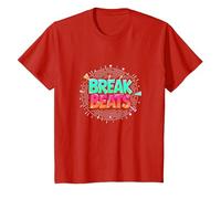 Hip Hop Break Beats Retro Graffiti Style Musical Art Camiseta, Niños, Rojo, 8 años