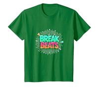 Hip Hop Break Beats Retro Graffiti Style Musical Art Camiseta, Niños, Verde Kelly, 8 años