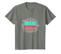 Hip Hop Break Beats Retro Graffiti Style Musical Art Camiseta, Niños, Verde Militar Jaspeado, 8 años