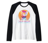 Hip Hop Bunny Vintage Retro 80s Easter Sunday Rabbit Camiseta Manga Raglan