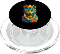 Hip Hop Cat Crown Rap Polígono Bajo Graffiti Mascota PopSockets PopGrip para MagSafe