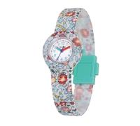 HIP HOP, Colección Flower Power, reloj para niña, correa de silicona y tela Liberty London, diseño floral, caja de 28 mm, fácil de leer, resistente al agua, Verde, 28, Moderno