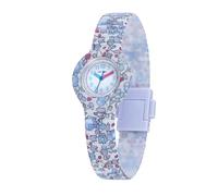 HIP HOP, Colección Flower Power, reloj para niña, correa de silicona y tela Liberty London, diseño floral, caja de 28 mm, fácil de leer, resistente al agua, azul claro, 28, Moderno