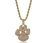 Hip Hop Cute Dog Paw Prints Colgante Collar Iced Out Micro Unique Pave Cubic Zircon Jewelry Gifts-gold
