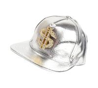 Hip Hop Hat - 60cm Adjustable Rapper Cap | PU Leather & Cotton Blend Dollar Sign Street Dancing Headwear For Men Women 80s Theme Retro Party Beach Running Urban Fashion Accessory