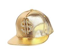 Hip Hop Hat - 60cm Adjustable Rapper Cap | PU Leather & Cotton Blend Dollar Sign Street Dancing Headwear For Men Women 80s Theme Retro Party Beach Running Urban Fashion Accessory