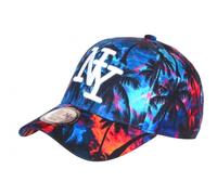 Hip Hop Honor Gorra NY Azul y Naranja Palmeras Print Tropical Bora Béisbol - Talla única - Azul