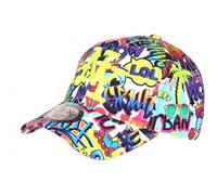 Hip Hop Honor Gorra NY Blanca y Morado Look Pop Art Comics Béisbol Wow Boom - Tamaño: Talla única - Color: Blanco - Mixto, blanco, Talla única