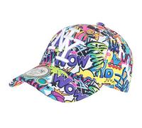 Hip Hop Honor Gorra NY Blanca y Violeta Print Pop Art Dibujos Animados Béisbol Wow Boom - Talla única - Blanco