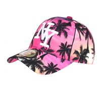 HIP HOP HONOUR Gorra NY Rosa y Blanca Tropical Palmeras Sunset Béisbol - Unisex, rosa, Talla única