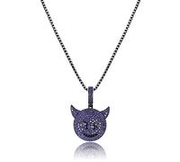 Hip Hop Jewelry Little Devil Expression Colgante Collar Incrustaciones de cobre Iced Out Zircon Collar Colgante Accesorios (Púrpura) Collar con caja de regalo-purple-One size