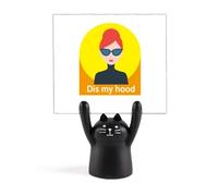 Hip Hop Music Self Reality My Site Memo Holder Cartoon Black Cat Stand Decoración