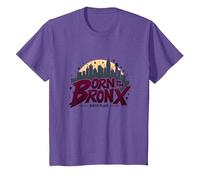 Hip Hop Nacido en el Bronx Urban NYC Skyline Art Camiseta, Niños, Morado Jaspeado, 6 años
