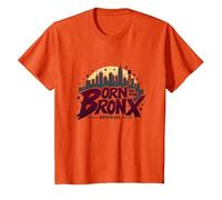 Hip Hop Nacido en el Bronx Urban NYC Skyline Art Camiseta, Niños, Naranja, 6 años
