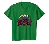 Hip Hop Nacido en el Bronx Urban NYC Skyline Art Camiseta, Niños, Verde Kelly, 6 años