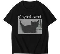 Hip Hop Rapper Playboi Carti Cat Music Album Graphic Print T Shirt Cool Vintage Casual Black 3XL