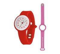 HIP HOP Reloj de mujer, colección HERO.DOT, movimiento de cuarzo analógico, resistente al agua hasta 50 metros, correa de silicona, longitud ajustable, ideas de regalo para mujer, rojo, 34, Moderno