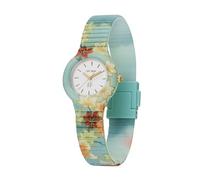 HIP HOP Reloj de mujer, colección OMAMORI, movimiento de cuarzo analógico, resistente al agua hasta 50 metros, correa de silicona con tela, longitud ajustable, ideas de regalo para mujer, Verde, 32