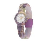 HIP HOP Reloj de mujer, colección OMAMORI, movimiento de cuarzo analógico, resistente al agua hasta 50 metros, correa de silicona con tela, longitud ajustable, ideas de regalo para mujer, Lila., 32