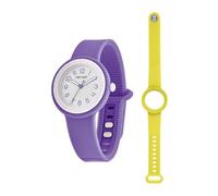 HIP HOP Reloj de mujer, colección Special Pack, movimiento de cuarzo analógico, resistente al agua hasta 50 metros, correa de silicona, longitud ajustable, ideas de regalo para mujer, violeta, 34