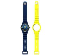 HIP HOP Reloj HWU1325 de hombre Master, esfera monocolor azul, movimiento solo tiempo - 3 manecillas de cuarzo y correa de silicona azul, amarillo