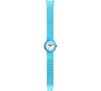 Hip Hop Reloj Bubble HWU1010 de la colección de relojes para mujer, esfera blanca, movimiento de cuarzo de 3 manecillas y correa azul de silicona, Correa