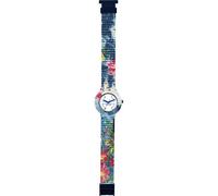 Hip Hop Reloj Woman Jeans Esfera Blanca e Correa de Reloj en Silicona, Tela Azul, Movimiento Time Just - 3H Quartz, Multicolor, Talla única, Pulsera