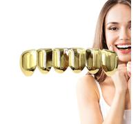 Hip Hop Style Tooth - Brace Teeth Gold Plated Hiphop Tooth, Gold Plated Tooth, Copper Plated Brace Caps for Cosplay Costumes, Shining Top&bottom Set, Portable Christmas for Men