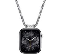 HiPai Compatible Colgante de Collar para Apple Watch 40/41mm 44/45mm, Infinity & Double Anillo Conector Viene con Cadena de Trigo de Acero Inoxidable de 32in 3mm, para iWatch Serie 7/6/5/4/SE