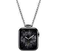 HiPai Compatible Colgante de Collar para Apple Watch 40/41mm 44/45mm, Infinity & Double Anillo Conector Viene con Cadena de Trigo de Acero Inoxidable de 32in 3mm, para iWatch Serie 7/6/5/4/SE