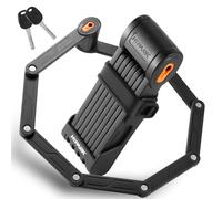 HIPARK Candado Bicicleta Plegable, 100 cm, con llaves, Antirrobo Bicicleta con Soporte, Cerradura de Aleación de Acero para Bici, BicI Eléctrica, Negro