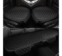 HIPATU Fundas de Asientos de Coche de Cuero para FIAT 500 2011, Cojín de Asiento de Coche Transpirable Antideslizante Protectors de Asientos Delanteros Traseros,D/Black