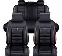 HIPATU Fundas de Asientos para Toyota RAV4 2016 2017 2018, 5 Plazas Cuero Delanteros Traseros Impermeable Juegos Cubreasientos Coche Interior Accesorios,Black-Red
