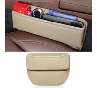 HIPATU Organizador Coche Asiento para Porsche 911 Carrera / 911 Turbo / 911 Targa, Cuero Accesorios Multifunctional Seat Organizer Caja Almacenamiento Lateral,D-Beige