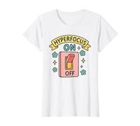 Hiperenfoque en el Poder Cerebral del Interruptor de Palanca Camiseta gráfica económica, Mujer, Blanco, XS