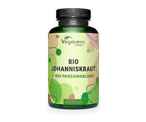 Hipérico 500 mg Vegavero | 100% Orgánico | Con Pasiflora & Hipericina | Sin Aditivos | Hierba de San Juan | 90 Cápsulas | Vegano
