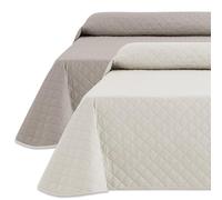 HIPERMANTA Colcha Bouti Lisa Verano Bicolor Acolchada Reversible. Colchas Cubre Cama Individual Fina Primavera y Entretiempo. Colcha Cama 90 cm Color Marfil/Lino. Ribete Marfil