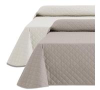 HIPERMANTA Colcha Cubre Cama Bouti Verano Lisa Bicolor Acolchada Reversible. Colchas Verano Individual Fina Primavera y Entretiempo. Colcha Cama 90 cm Color Marfil/Lino. Ribete Lino