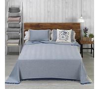 HIPERMANTA Colcha Foulard Multiusos Modelo Espiga para sofá y para Cama, Algodón-Poliéster, 180x260 cms. Azul
