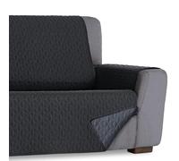 HIPERMANTA Funda de Sofa 2 Plazas Acolchada Bicolor Reversible. Protector Sofa. Cubre Sofa Ajustable para Mascotas Perros y Gatos. Paris. Color Negro-Gris. 115 cm